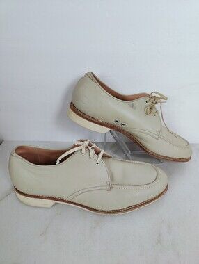VTG Brunswick Men's Beige Leather Oxford Moc Toe Bowling Shoes, Sz 9